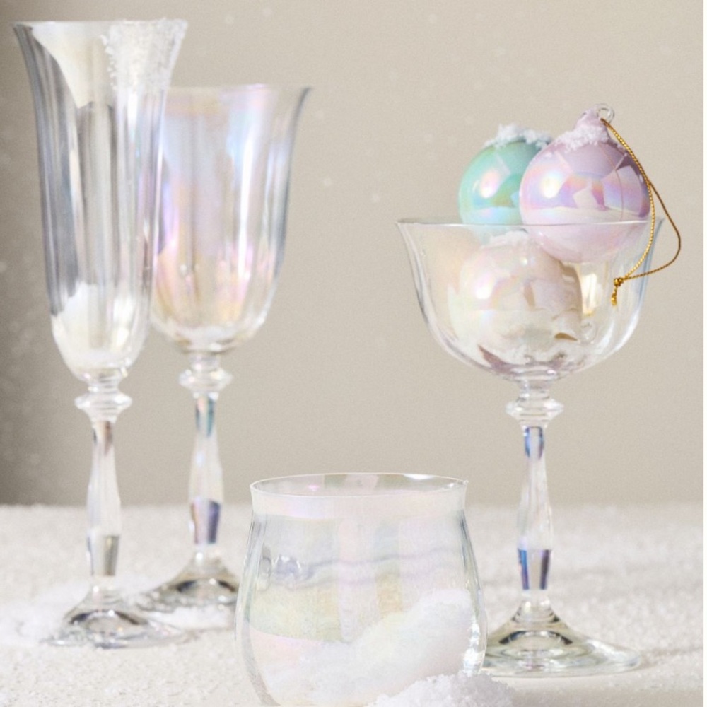 Anthropologie 24kg glaze Wine Glass New York City Nutcracker Ballet